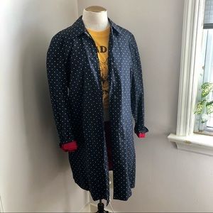 Lauren Ralph Lauren Navy Polka Dot Rain Coat